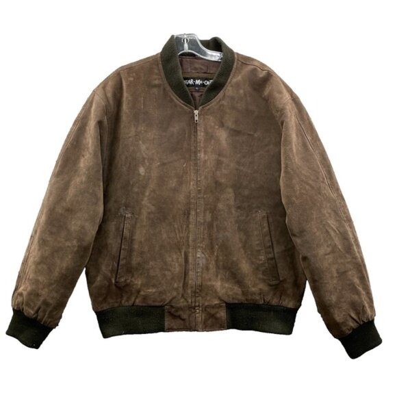 Wear Me Out Suede Bomber Jacket Men Large Brown Grandpa Academia Moto Streetwear - Picture 1 of 12